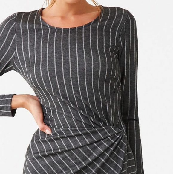 ❌SOLD❌ Pinstripe Bodycon Knot Mini Dress - Picture 2 of 7